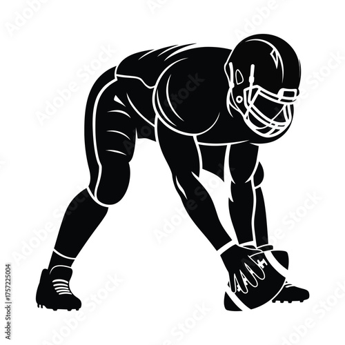 American football player silhouette vector illustration ready for action scalable eps icon silhouette vector illustration white background