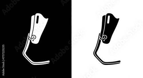 Minimalist Prosthetic Leg Vector Icon Set in Black and White