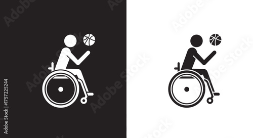 Minimalist Wheelchair Basketball Icon Vector for Adaptive Sports Signage