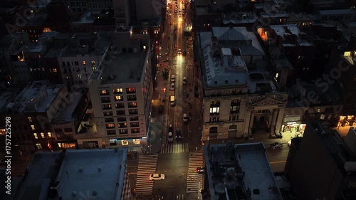 Wallpaper Mural Aerial Night View of Manhattan's Busy Streets, Capturing the Vibrant Energy of New York City Torontodigital.ca