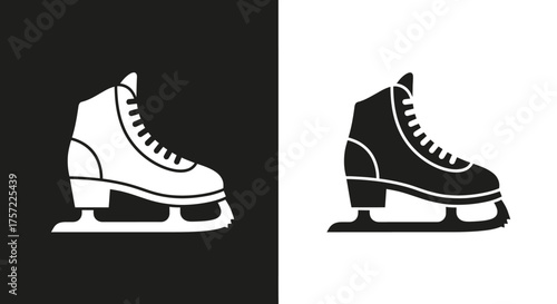 Minimalist Ice Skate Icon Vector Black and White Winter Sport Symbol