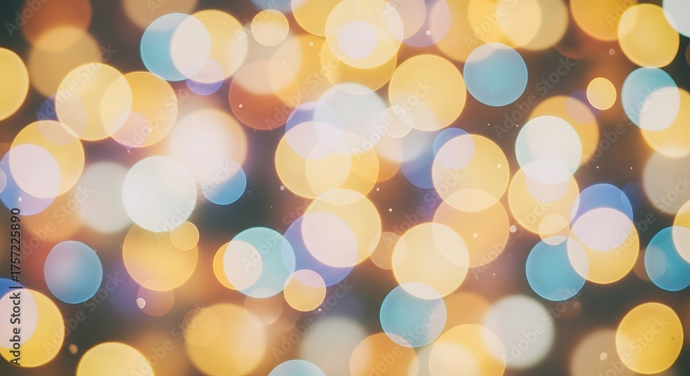 Obraz premium Soft bokeh lights background with warm golden yellow and blue hues