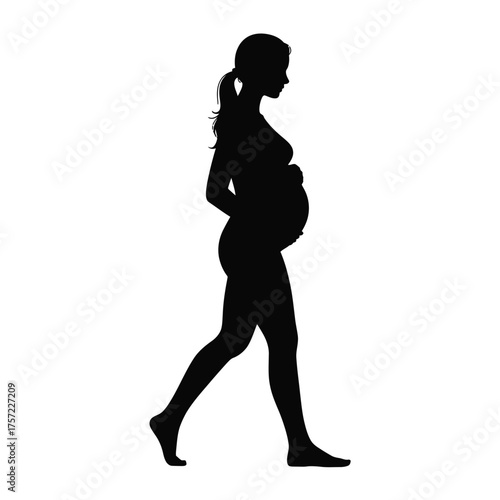 Pregnant woman silhouette vector illustration scalable eps graphic icon for maternity and family themes silhouette vector illustration white background
