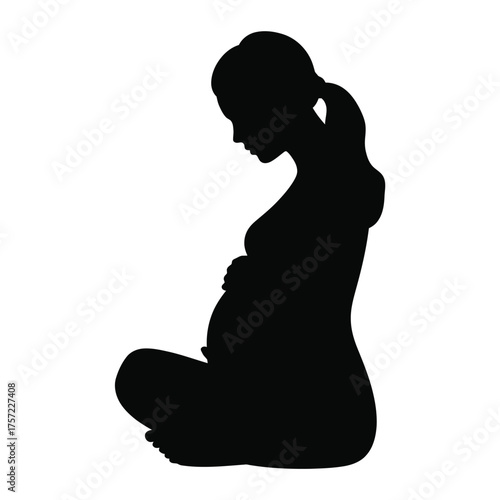 Pregnant woman silhouette vector illustration scalable eps icon for maternity health and parenthood themes silhouette vector illustration white background