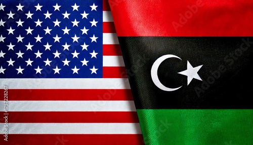 Obraz na płótnie アメリカの国旗とリビアの国旗
