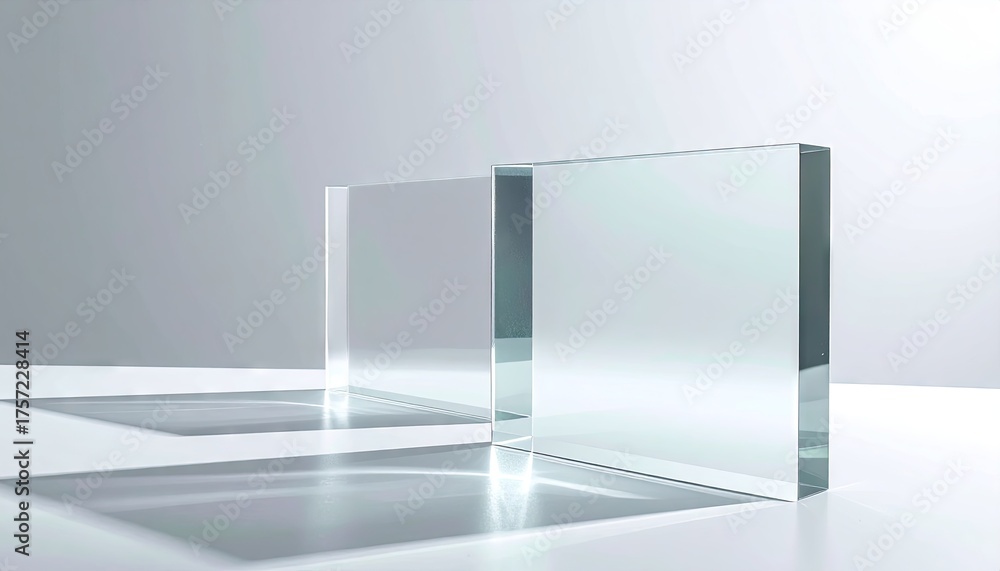 Fototapeta premium Two Clear Glass Blocks on White Surface