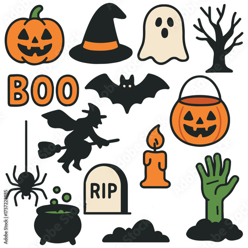 Set. Halloween. Isolated.