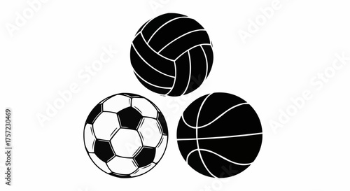 Dynamic trio of sports balls for energetic team projects and athletic branding needs