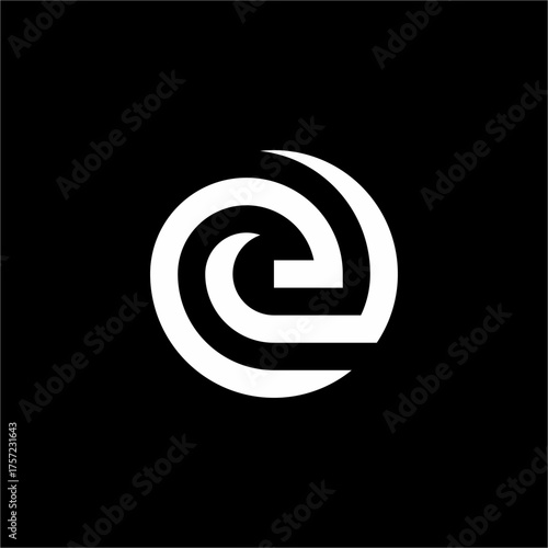 Sleek, modern 'e' initial logo, swirling into a dynamic spiral. Represents continuous growth, innovation, and digital connectivity. Ideal for tech, finance, or creative firms