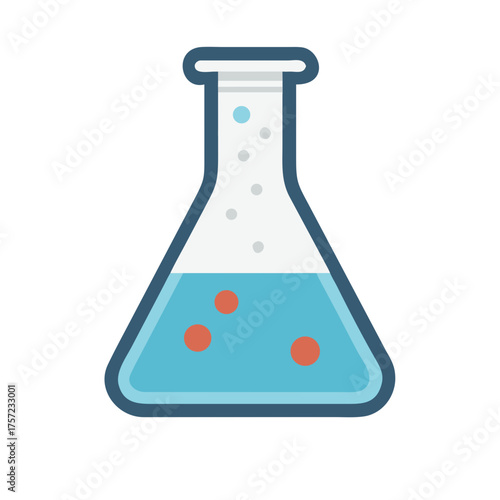 Colorful laboratory conical flask illustration with a chemical solution