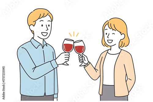ワインで乾杯イラスト