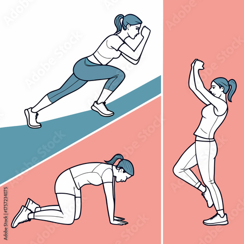 Collection of Athletic Woman's Exercise and Training Movements