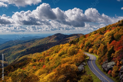 Autumn Colors on Blue Ridge Parkway: Vibrant Fall Leaves in the Pisgah Mountains of North Carolina