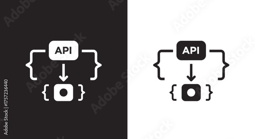 Minimalist API Data Flow Vector Icon for Software Development