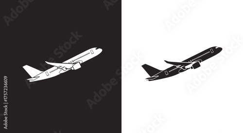 Minimalist Airplane Silhouette Vector Icon Set for Travel and Aviation Branding
