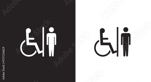 Minimalist Vector Icon for Mens Accessible Restroom Sign in Black and White