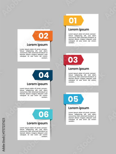 Minimalist Infographic Numbered List with Arrow Labels and Text Boxes