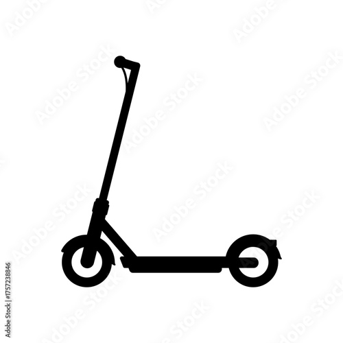 Electric scooter silhouette icon. Flat vector illustration of modern personal transport isolated on white background.