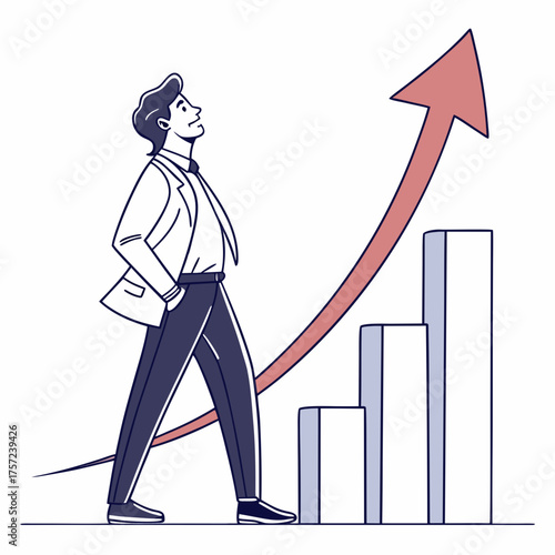 Illustration of a confident businessman achieving career growth