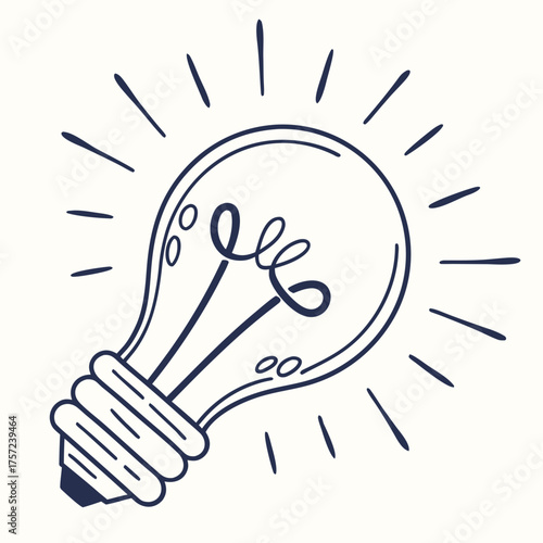 Hand-drawn glowing light bulb doodle representing a creative idea