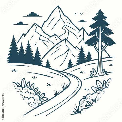 Charming hand-drawn illustration of a wedding proposal scene