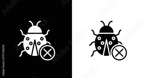 Minimalist Debugging Vector Icon with a Bug and Remove Symbol for Antivirus and Security Applications