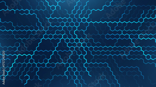 Hexagonal Abstract Technology Background. Hexagons Pattern for Hi-Tech Communication Design. Hi-tech Cyber Hexagon Sci-Fi Game Banner Grid. Vector Illustration