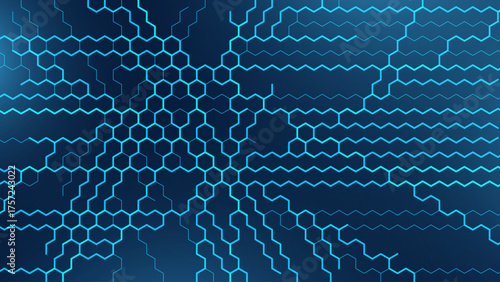 Hexagonal Abstract Technology Background. Hexagons Pattern for Hi-Tech Communication Design. Hi-tech Cyber Hexagon Sci-Fi Game Banner Grid. Vector Illustration