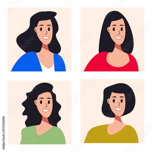 Collection of profile woman drawings for marketing illustration, avatar member