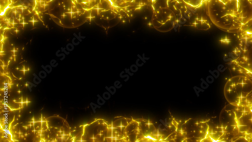 パチンコ、パチスロにありそうなキラキラ輝く金の枠のエフェクト