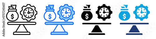 Break Even Icon Set Multi Style Vector Illustration