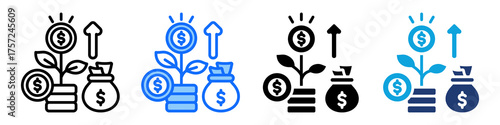 Investment Icon Set Multi Style Vector Illustration