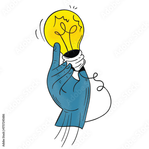 Hand holding a lightbulb creative idea concept vector illustration for innovation and inspiration
