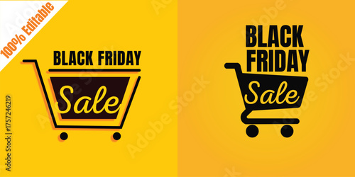 Vector art of modern black friday sale banner with shopping cart