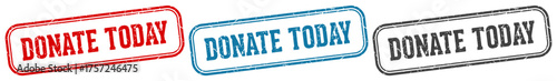 donate today stamp. donate today rectangular stamp set isolated on white background
