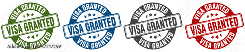 visa granted stamp. visa granted round stamp set isolated on white background