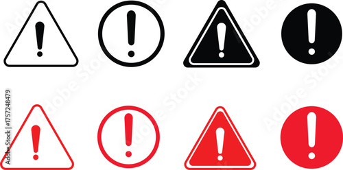 Warning caution sign icon set. danger Exclamation mark signs. exclamatory symbol. Danger triangle icon symbol