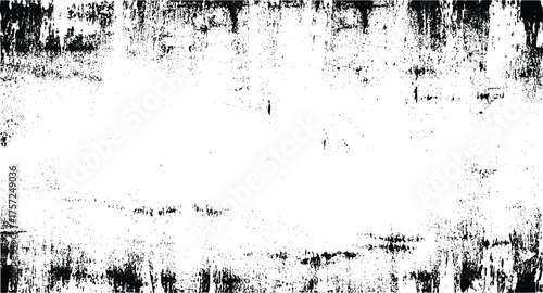 Grungy distressed texture with black and white contrast, abstract background isolated on transparent background