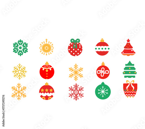 set immagini vettoriali natalizie palline e elementi decorativi per albero