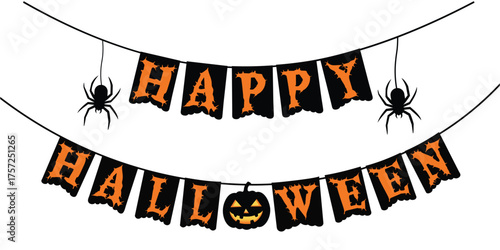 Happy Halloween Vector Illustration with Pumpkin, Bats, and Spooky Elements – Festive Holiday Design on Transparent Background