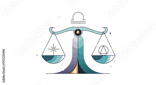 Scales of Equity in Artistic Illustration, Abstract Design with Symbolic Elements
