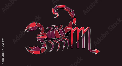 Dynamic Scorpion Illustration, Zodiac Symbol Art, Modern Design, Creative Graphic, Bold Colors, Digital Artwork, Eye-Catching Style