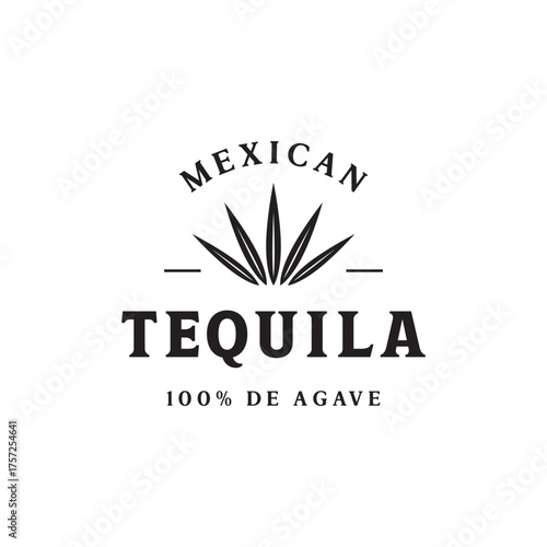 Vintage mexican agave plant logo template design for traditional tequila drink.