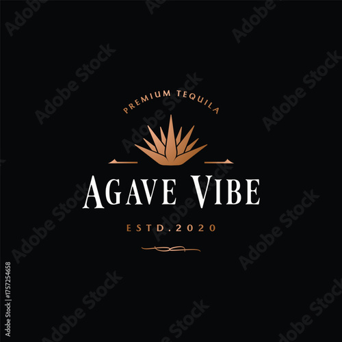 Vintage mexican agave plant logo template design for traditional tequila drink.