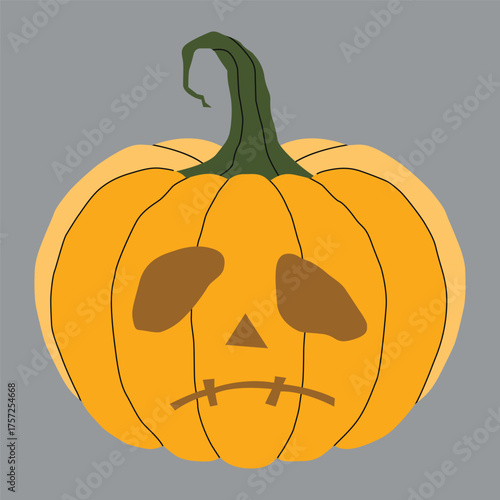Halloween pumpkin element 3 cute on a grey background, vector illustration.