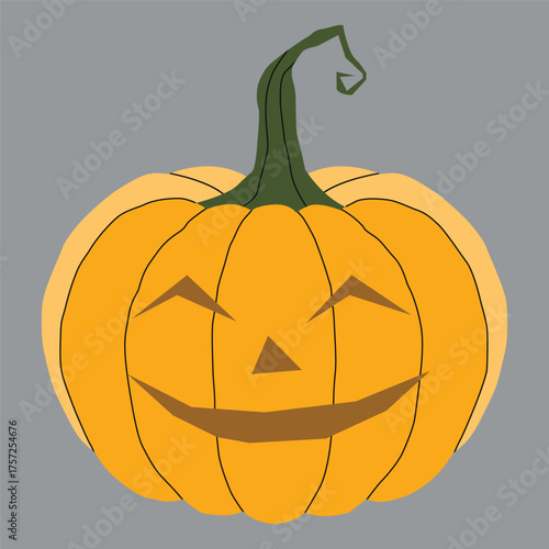 Halloween pumpkin element 1 cute on a grey background, vector illustration.