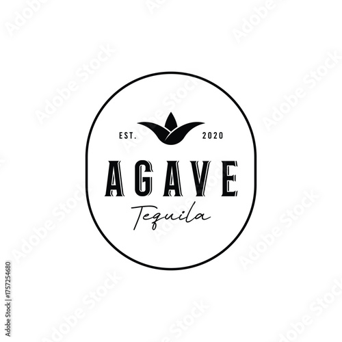 Vintage mexican agave plant logo template design for traditional tequila drink.