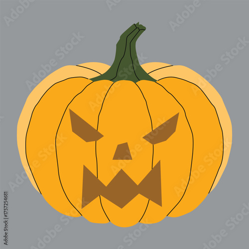 Halloween pumpkin element 2 cute on a grey background, vector illustration.