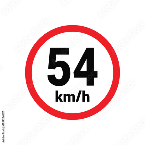 Free Download Speed limit sign 54 km h icon vector design illustration - GFXLoad
