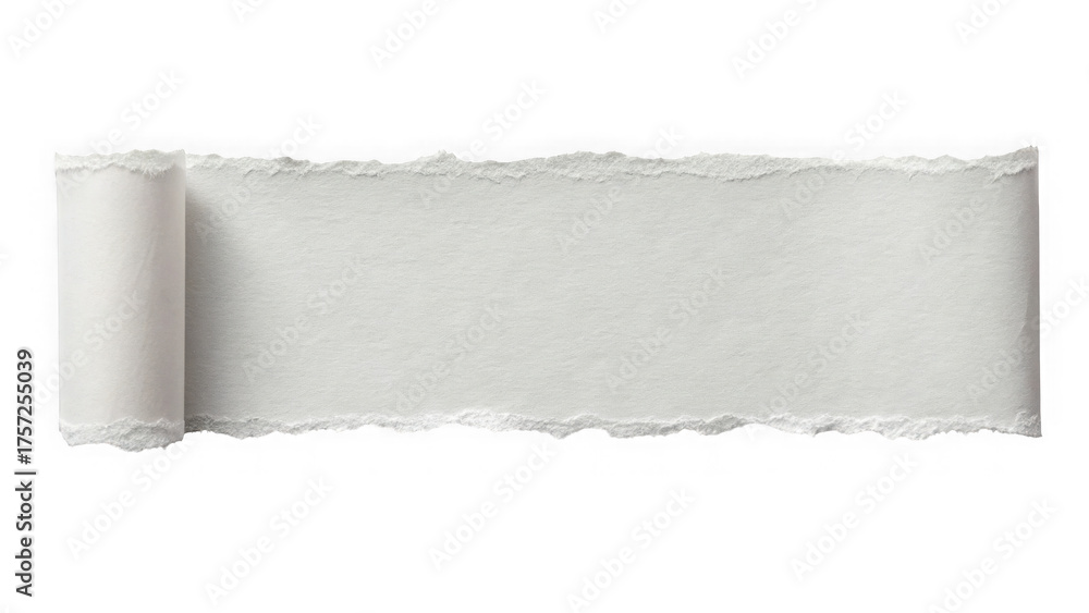 Obraz premium Torn paper strip with a rolled edge isolated on transparent background